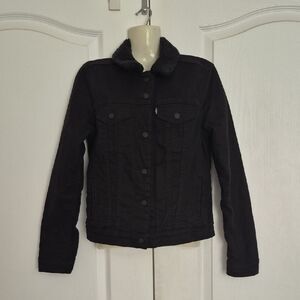 Signature by Levi Strauss Black Jean Jacket with Sherpa Collar